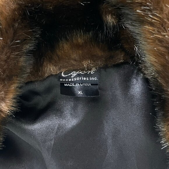 CEJON Faux Fur Jacket Short Length Brown Black Hidden Fasteners Not Worn… - Picture 5 of 6